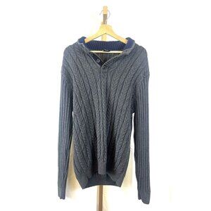 Jos. A. Bank Men's Grey Cable Knit Collared Pullover Sweater Sz L EUC